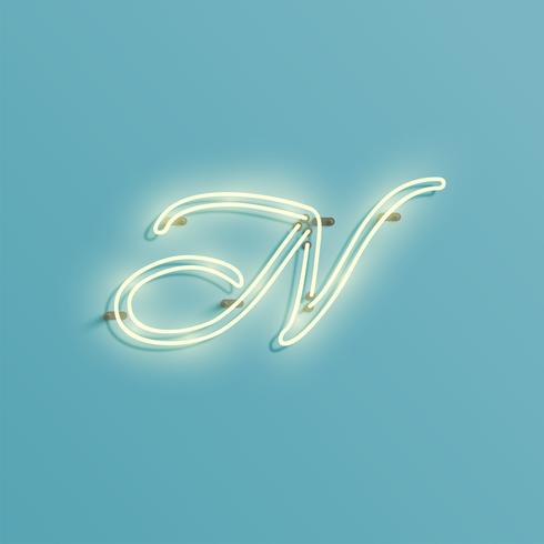 Realistic neon character from a fontset, vector illustration