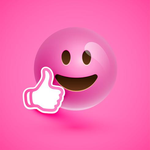 Emoticon with thumbs up, vector illustration