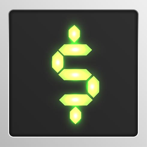 Digital character set typeface on a screen, vector illustration