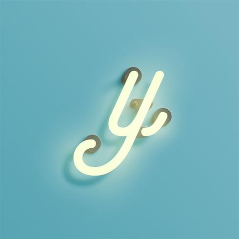 Realistic neon character from a fontset, vector illustration