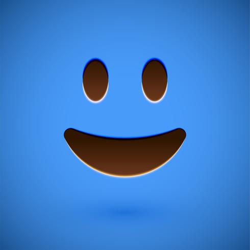 Blue realistic emoticon smiley face, vector illustration