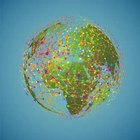 Globo del mundo sobre un fondo azul, ilustración vectorial vector