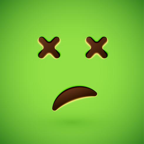 Green realistic emoticon smiley face, vector illustration