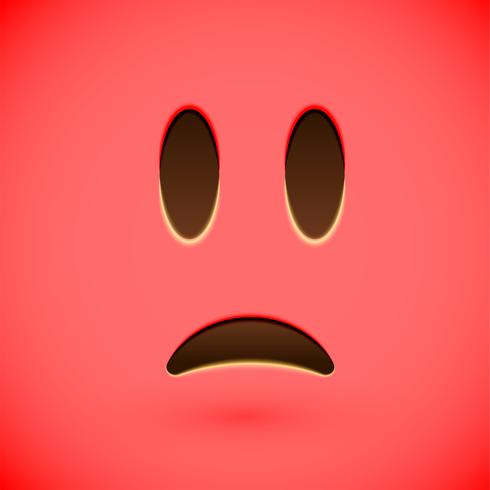 Red realistic emoticon smiley face, vector illustration