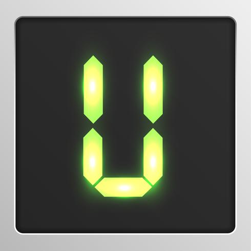 Digital character set typeface on a screen, vector illustration