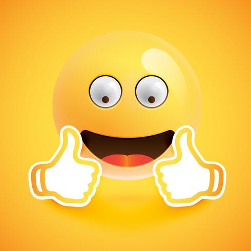 Emoticon with thumbs up, vector illustration