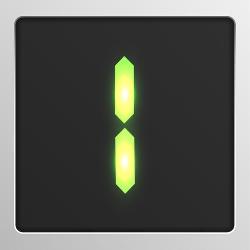 Digital character set typeface on a screen, vector illustration