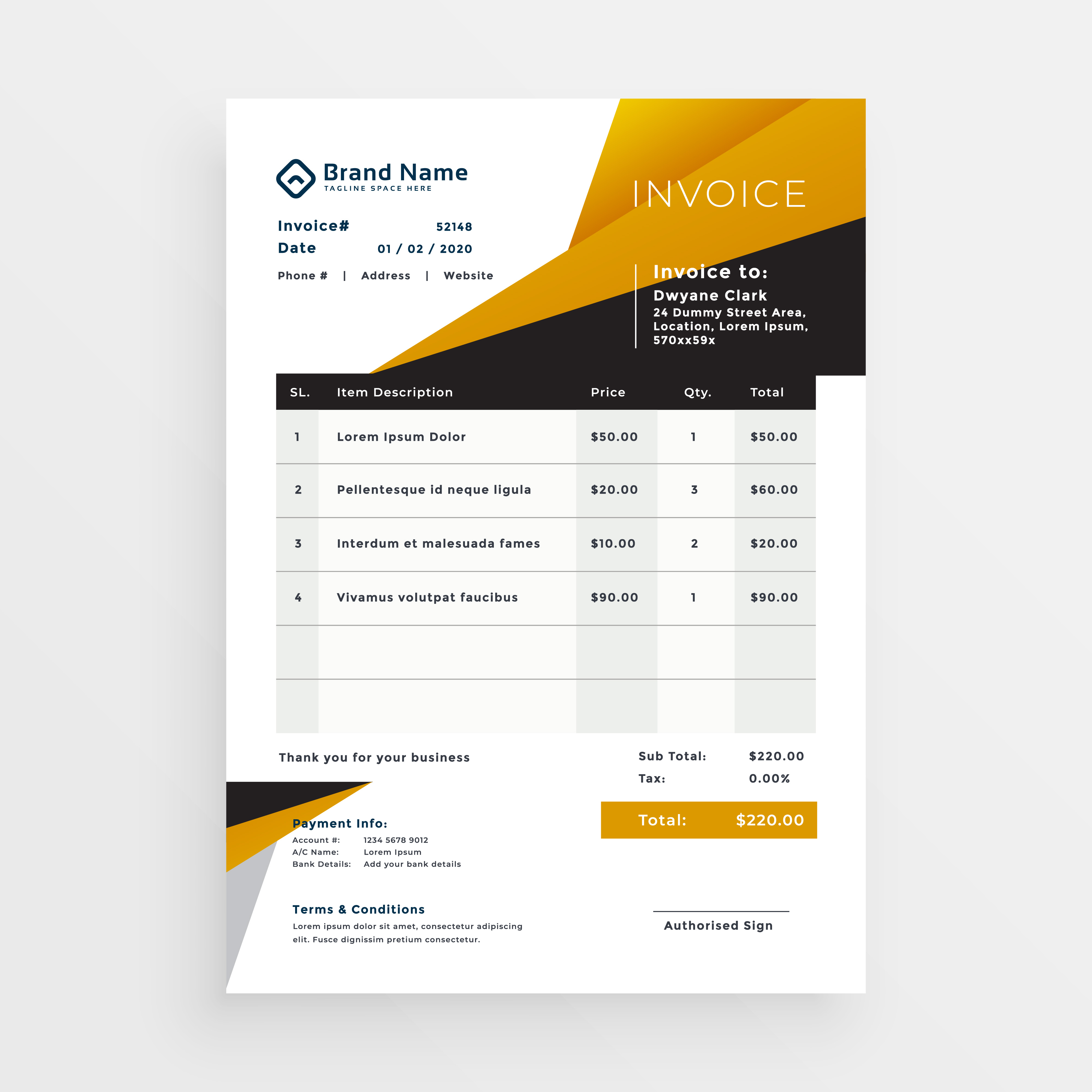 stylish business invoice template design Download Free Vector Art