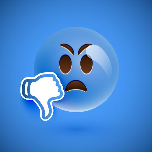 Emoticon with thumbs up, vector illustration