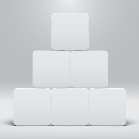 White template for websites or products, realistic vector illustration