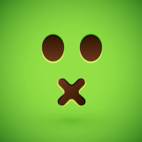 Green realistic emoticon smiley face, vector illustration