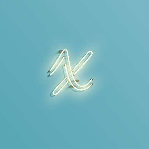 Realistic neon character from a fontset, vector illustration