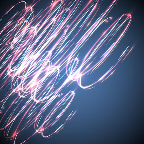 Neon blurry circles on a blue background, vector illustration.