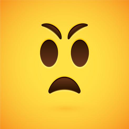 Realistic yellow emoticon in front of a yellow background, vector illustration