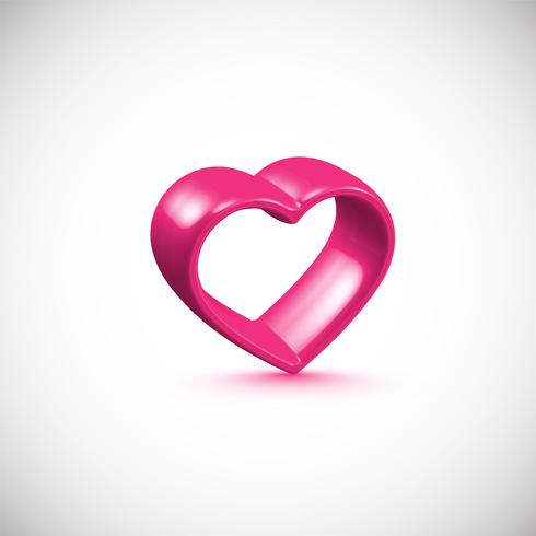 Pink 3D heart frame, vector illustration