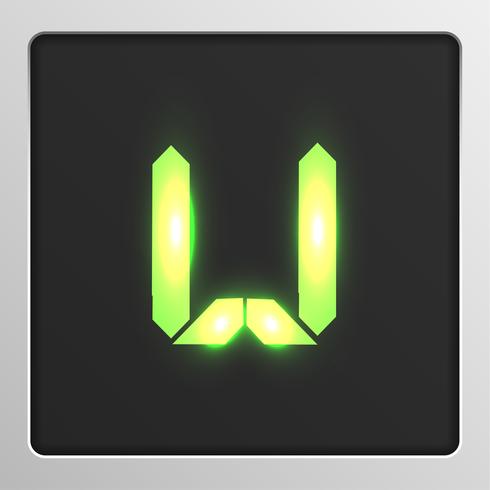 Digital character set typeface on a screen, vector illustration
