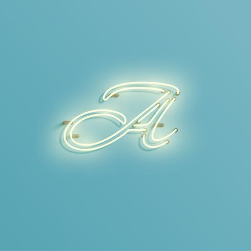Realistic neon character from a fontset, vector illustration