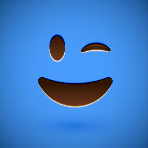 Emoticon realista azul cara sonriente, ilustración vectorial vector