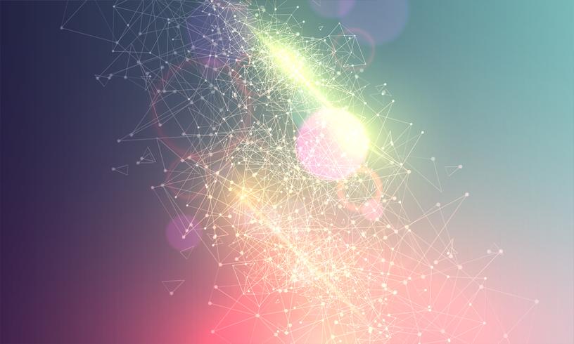 Abstract polygonal colorful background with connected dots and lines, connection structure, futuristic hud background, high quality image with blurred parts vector