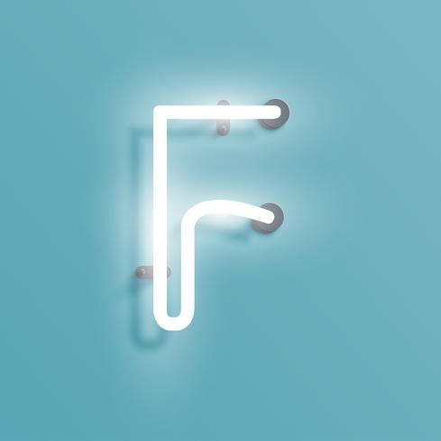 Realistic neon character from a fontset, vector illustration