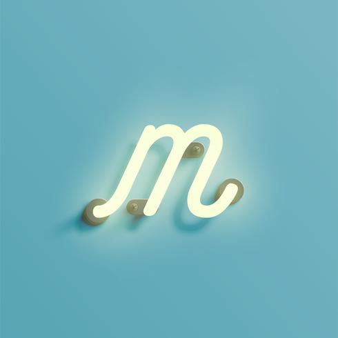 Realistic neon character from a fontset, vector illustration