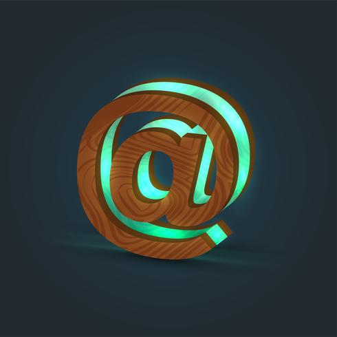 3D, realistic, glass and wood character from a typeface, vector