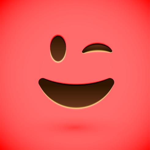 Emoticono realista rojo cara sonriente, ilustración vectorial vector