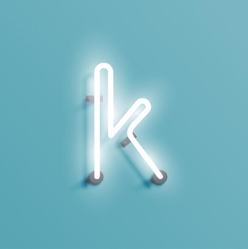 Realistic neon character from a fontset, vector illustration