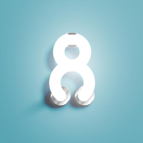 Realistic neon character from a fontset, vector illustration