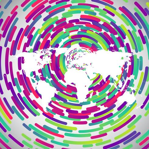 Mapa del mundo abstracto con círculos de colores para publicidad, vector