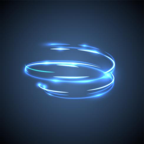 Neon blurry circles on a blue background, vector illustration.