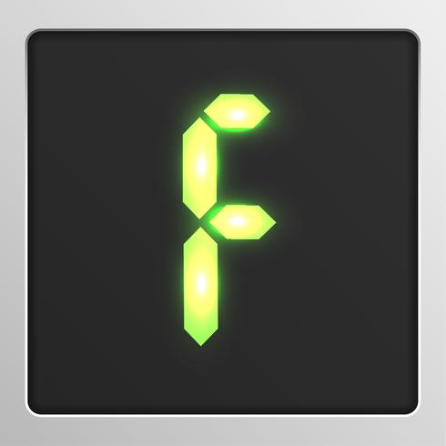 Digital character set typeface on a screen, vector illustration