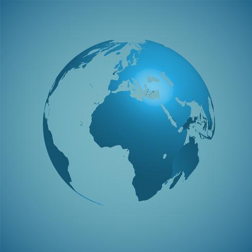 World globe on a blue background, vector illustration