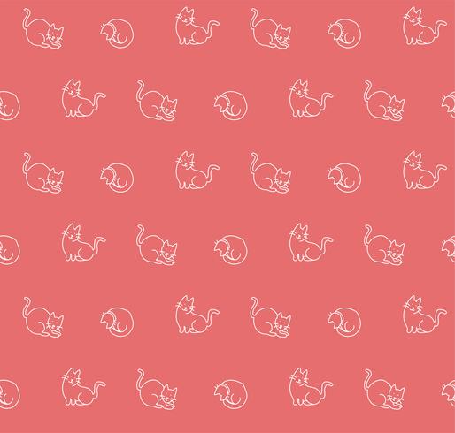 Hand drawn cats seamless pattern, vector illustration