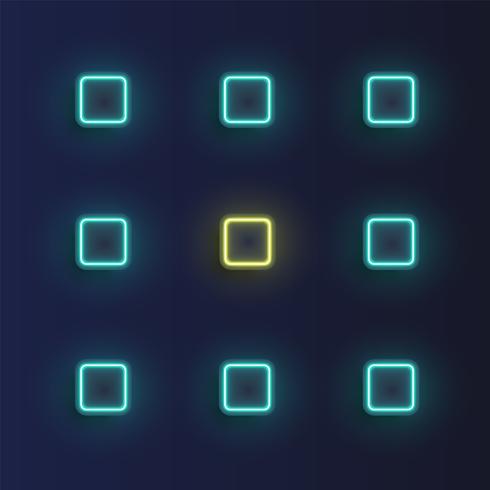 High-detailed neon buttons background, vector illustration