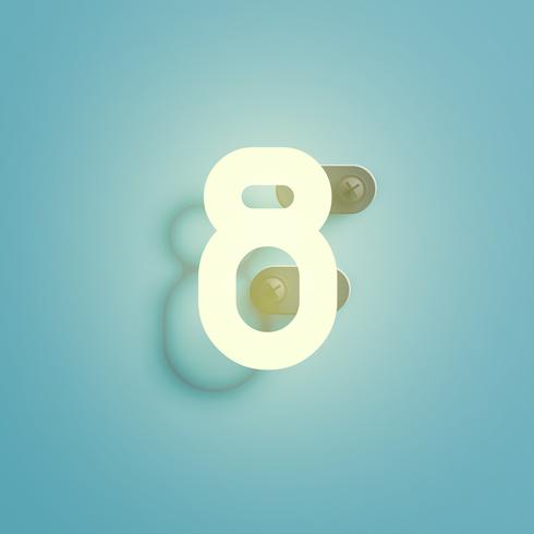 Realistic neon character from a fontset, vector illustration