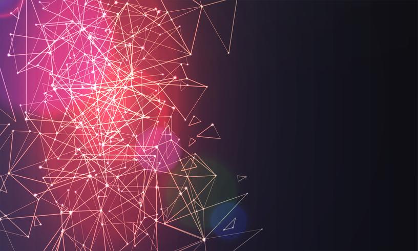 Abstract polygonal colorful background with connected dots and lines, connection structure, futuristic hud background, high quality image with blurred parts vector