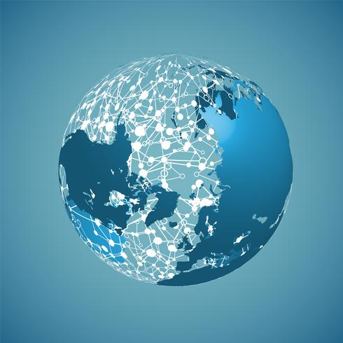 World globe on a blue background, vector illustration