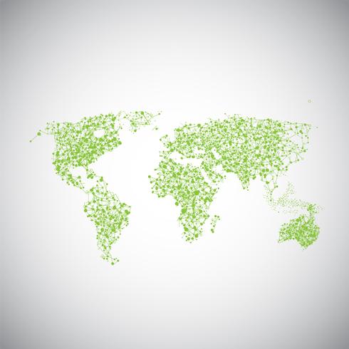 Dotted world with connections, vector illustration