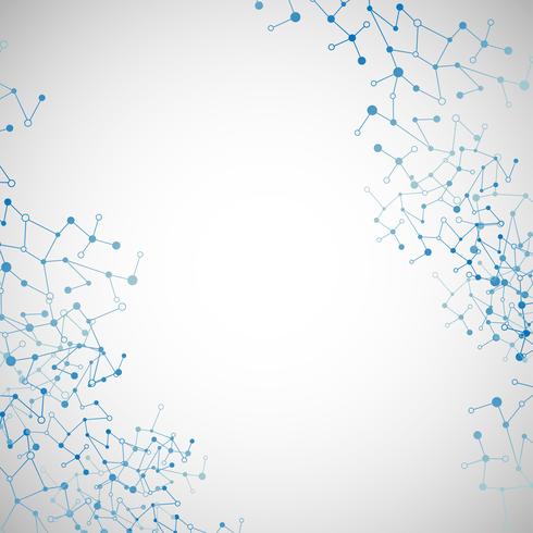 Abstract polygonal background with connected dots and lines, connection structure, futuristic hud, vector illustration