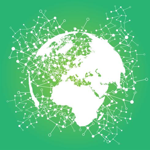 Dotted world with connections, vector illustration