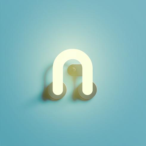 Realistic neon character from a fontset, vector illustration