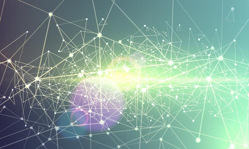 Abstract polygonal colorful background with connected dots and lines, connection structure, futuristic hud background, high quality image with blurred parts vector