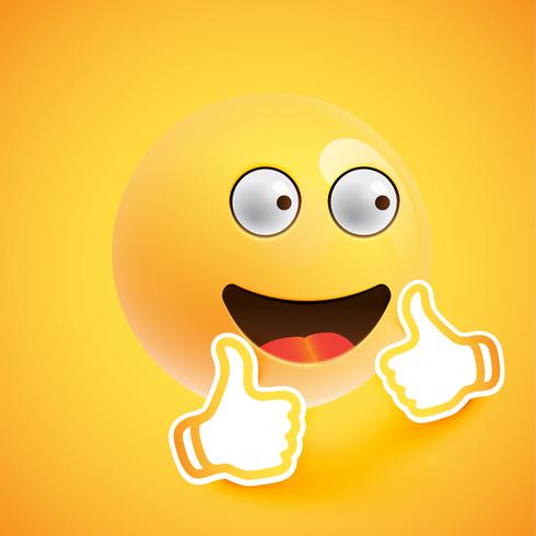 Emoticon with thumbs up, vector illustration