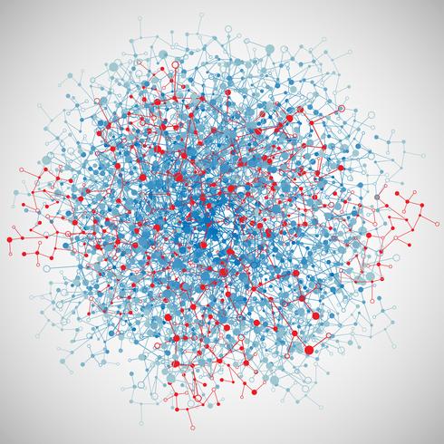 Abstract polygonal background with connected dots and lines, connection structure, futuristic hud, vector illustration