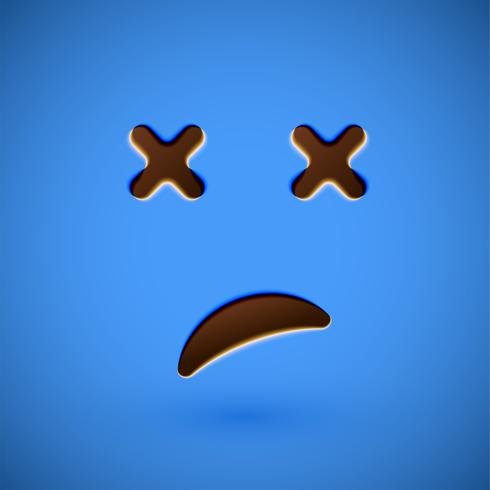 Emoticon realista azul cara sonriente, ilustración vectorial vector