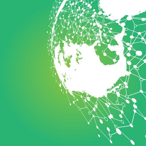 Dotted world with connections, vector illustration