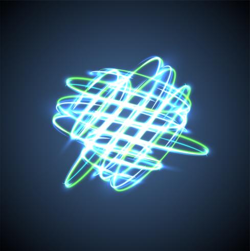 Círculos borrosos de neón en un fondo azul, ejemplo del vector. vector