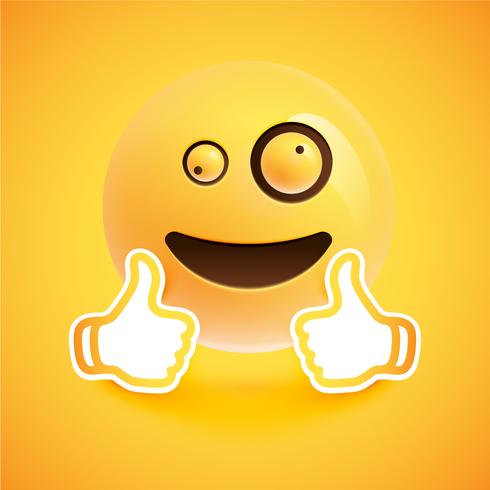 Emoticon with thumbs up, vector illustration