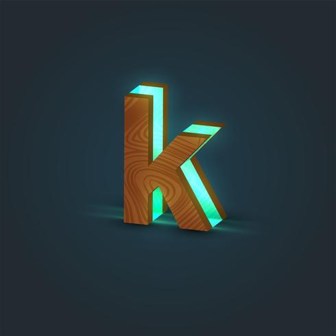 3D, realistic, glass and wood character from a typeface, vector